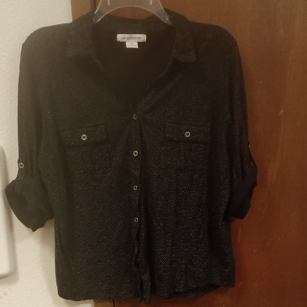 Loft Black Button-Up Blouse
